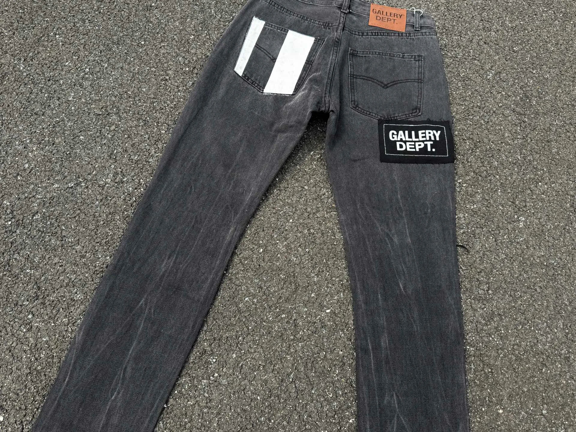 P246💰G22 GALLERY DEPT. Skull hand-stitched distressed distressed jeans -Color: Black -Size: S-XXL